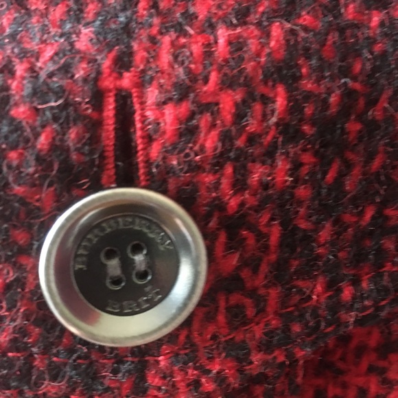 Burberry Brit Red Plaid Wool Tweed Coat US4 - Picture 6 of 14
